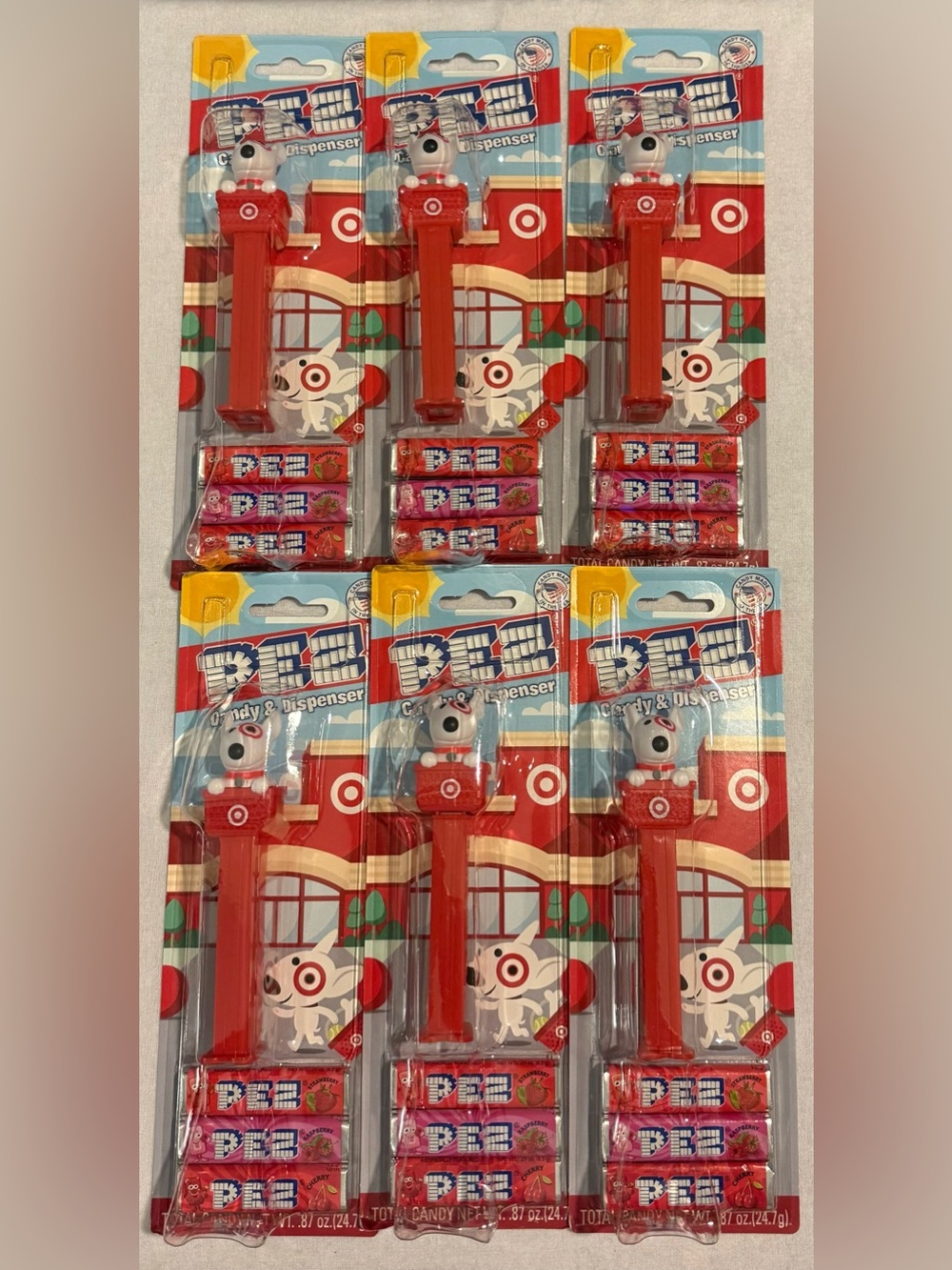 6X PEZ Candy Dispenser Target Bullseye Dog Stocking Stuffers Ltd Edition